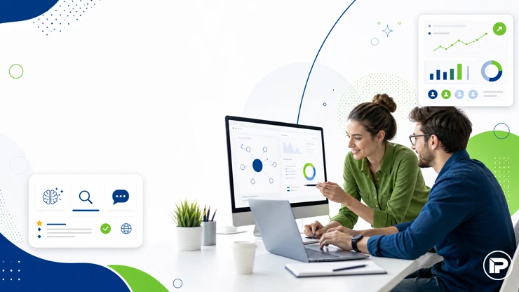 Digital marketing dashboard combining SEO and GEO services